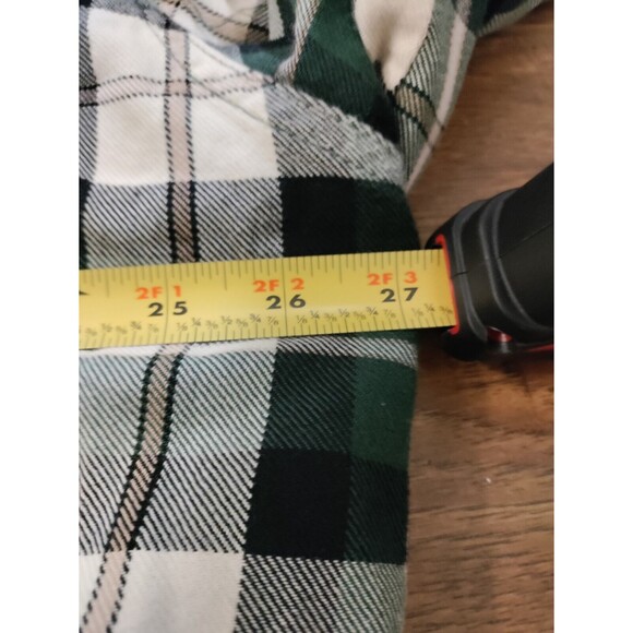 LL Bean Flannel Shirt Sherpa Lined Jacket Mens XXL-Tall Plaid Green Shacket - Picture 8 of 9